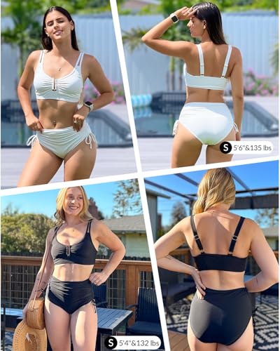 Two Piece High Waisted Bikini - Tummy Control Bathing Suit 2025 U-Wired Swimsuit Full Coverage Drawstring Swimwear4