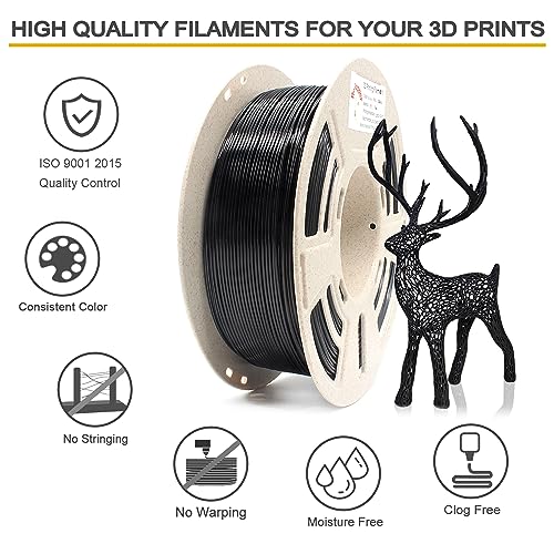 Image of RepRapper Black PLA 3D Printer Filament 1.75mm (± 0.03mm) 2.2lb (1kg), Fit Most FDM Printer & 3D Pen