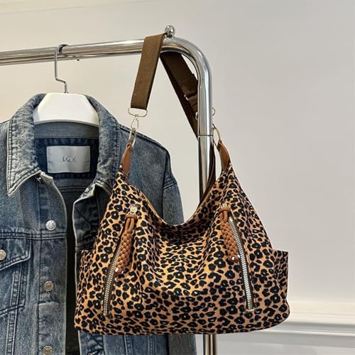 Image of Leopard Tote Bag for Women Cheetah Purse Vintage Hobo Bag Large Capacity Work Tote Bag
