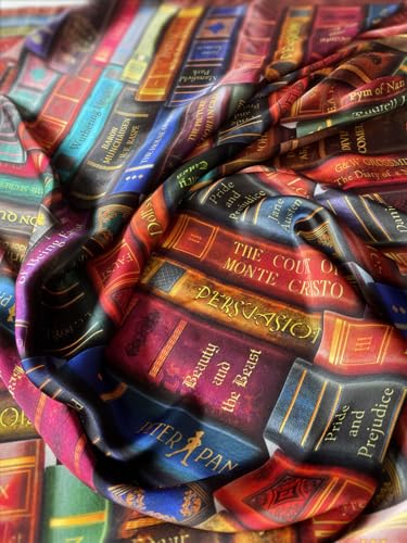 Universal Zone Bookshelf Square Scarf: Literary Scarf with Classic Book Titles, Book Lover Gift, Literary Shawl, Bookish Accessory, Librarian Gift4