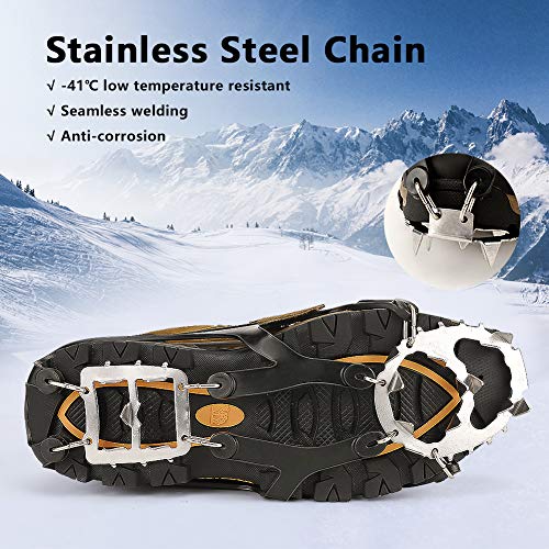 Cosyzone Crampons Traction Cleats Ice Grips Spikes for Shoe/Boots Safe for Walking, Jogging, Climbing Fishing Hiking-Orange (1 Pair)