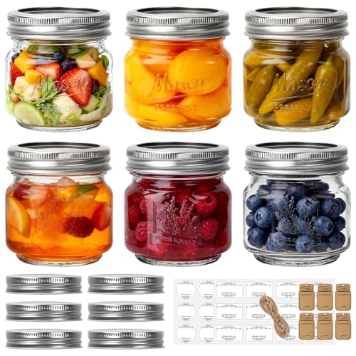 Eathtek 6 Pack 8 oz Glass Mason Jars with Regular Lids, 240 ml Canning Jars