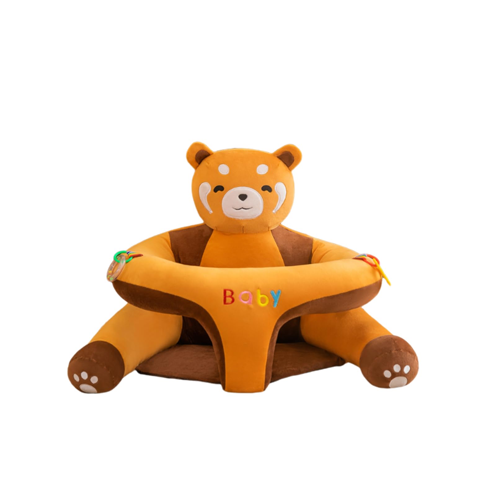 SHEKAKO Baby Seat for 3-24 Month, Kids Plush Animal Cartoon Sitting Up Sofa Seat, Portable Infants Chair with Back Support, Toddler Comfy Learn to Sit Seat, Cute Sit Me up Floor Seats (Brown Bear)