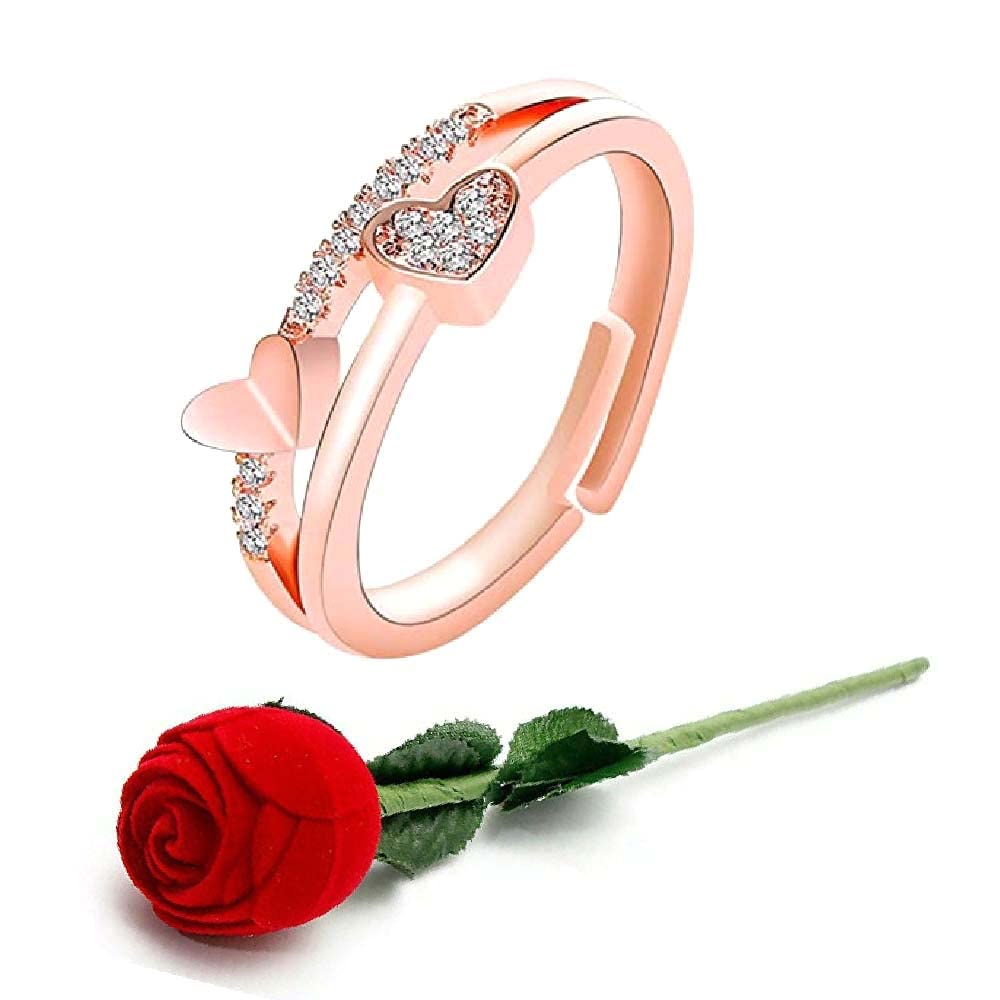 University Trendz Rose Gold Heart Shape Adjustable Ring for Women With Velvet Red Rose Box (B0BBG2SGM4) Amazon Price History, Amazon Price Tracker