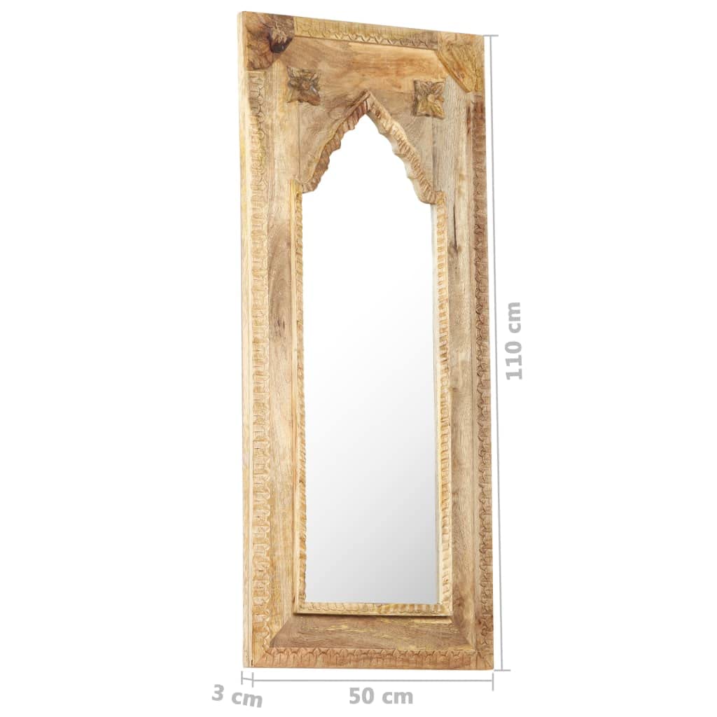 vidaXL Miroir Mural Miroir de Maquillage Miroir Cosmétique Salle de Bain Couloir Maison Intérieur 50x3x110 cm Bois de Manguier Massif
