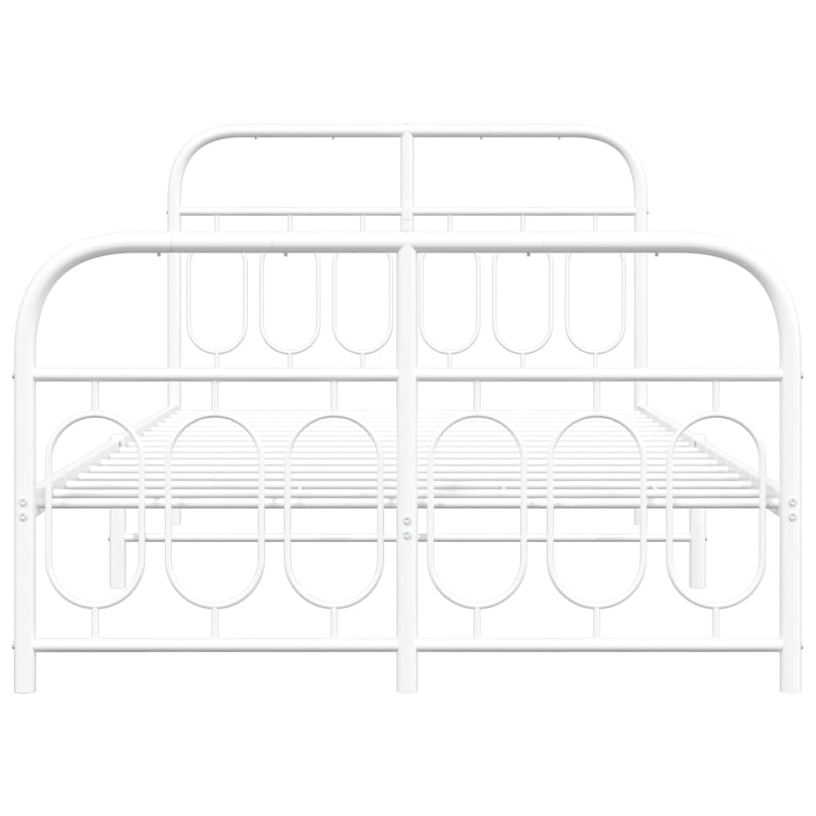 WGYHOME Metalowa rama łóżka, 120 x 200 cm, z zagłówkiem i podnóżkiem, biała, stabilna konstrukcja stalowa – dla dorosłych