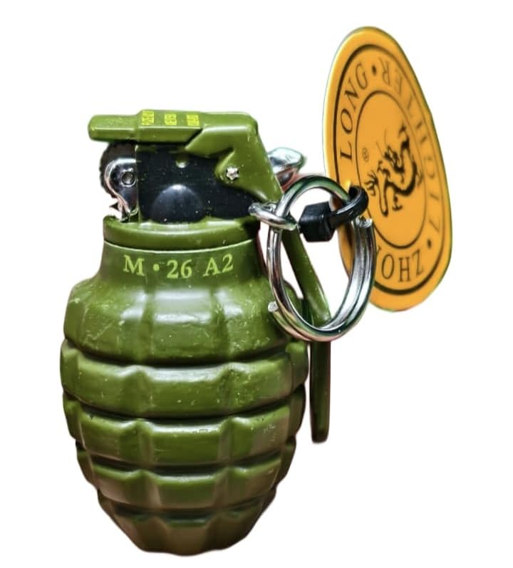 Green Bomb Refillable Metal Grenade Shape Pocket Lighter with Keyring, Windproof Flame, Compact Outdoor Accessory-picture-16