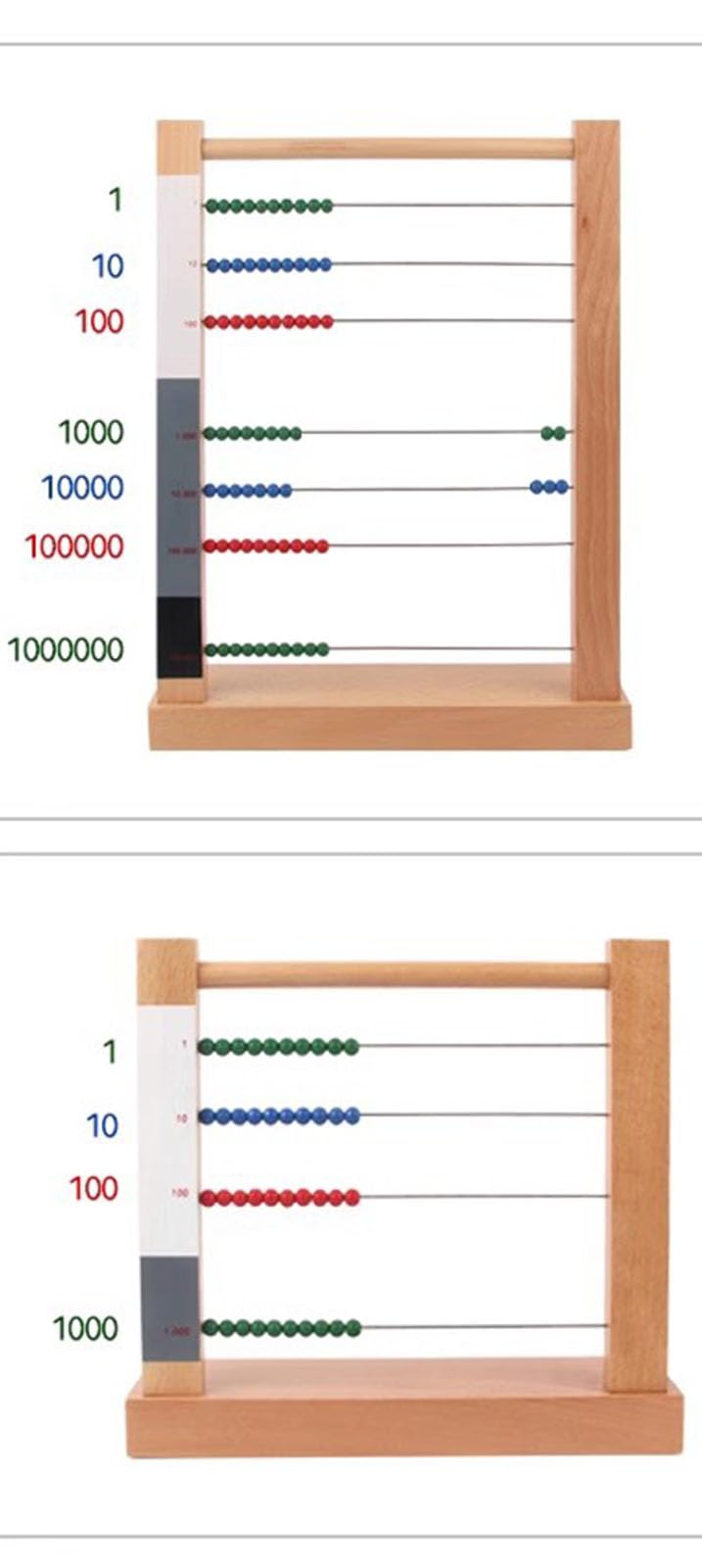 Montessori Matematyczna ramka z koralikami, drewno bukowe, edukacja przedszkolna, liczydło, mała