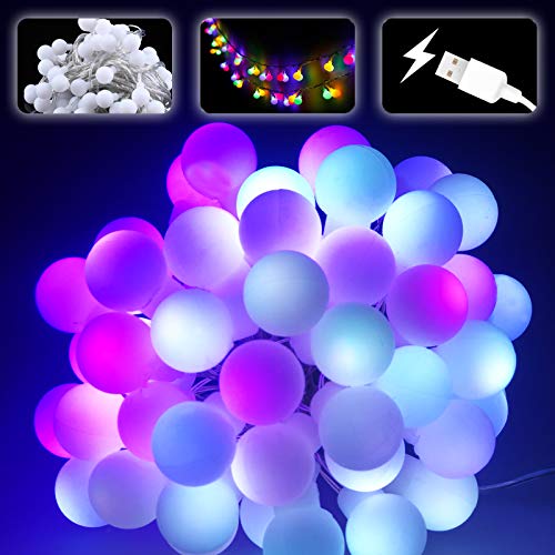 Multicolor LED String Lights, ANVAVA LED Globe Ball String Lights, Indoor Outdoor Multicolor Changing Lights for Bedroom Indoor Outdoor Birthday Party Wedding Garden Tree