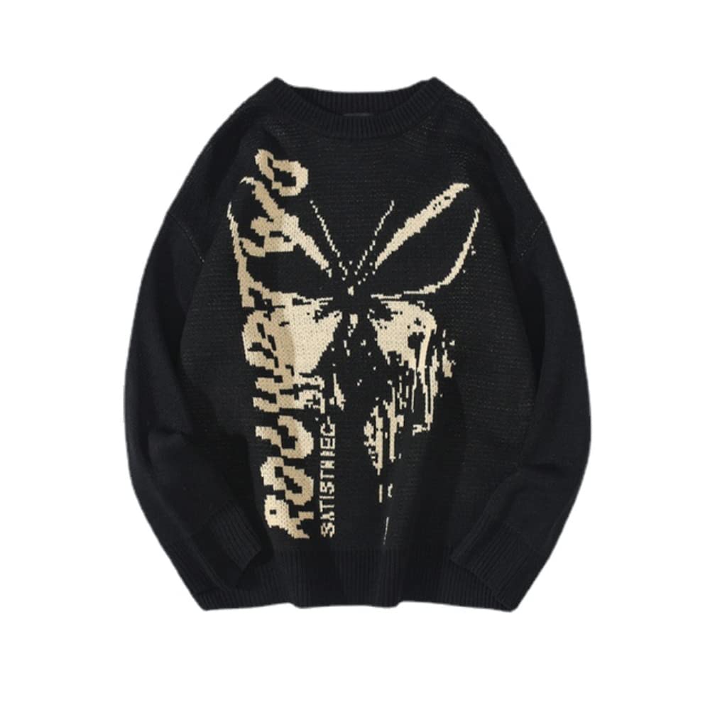 00s civarize knit punk grunge boro ニット Oversized Sweater Y2K Grunge Butterfly Knitted Pullover