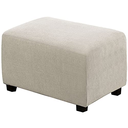 Image of H.VERSAILTEX Ottoman Cover Slipcover Rectangle Fit Length 33'-38' Footrest Sofa Slipcovers Stool Cover Footstool Protector Covers Feature Stretch Soft Jacquard Fabric Removable Washable - Island Fossi