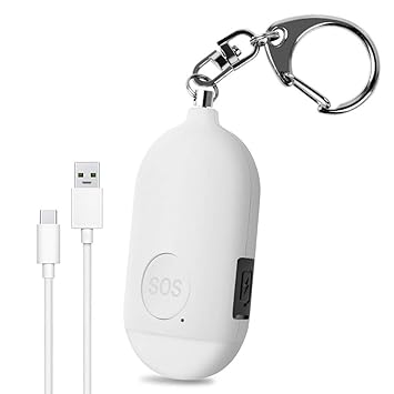 Personal Alarm Safesound - 130dB USB Rechargeable Emergency Self-Defense Safety Devices Security Siren Keychain with LED Flashlight for Women Kids Elderly by Evershop (White)