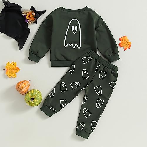 0-4T Toddler Boy Girl Halloween Outfit Fall Clothes Ghost Long Sleeve Sweatshirt Top Pants Baby Halloween Clothes3