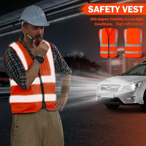 Image of CHGANG Safety Vest, Reflective Hi Vis Vest with Zipper, High Visibility vest for Construction, Traffic