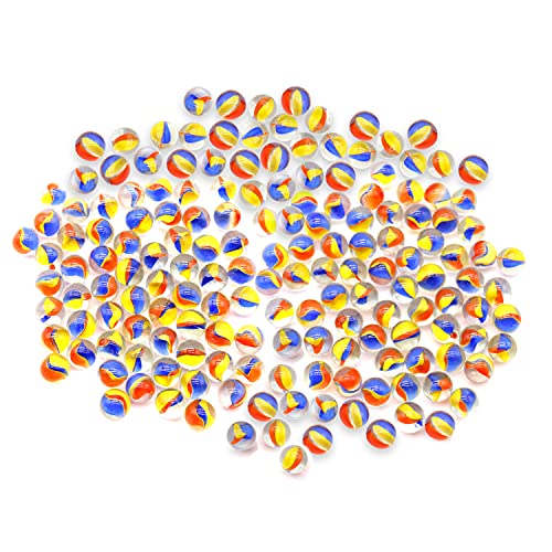 Bulk Marbles - 500 Multicolored Cats Eyes Marbles, Small 5/8â€ Glass Marbles Game for Kids, Red, Yellow and Blue Tricolored Toy Marbles Set, Bag of Marbles Bulk Slingshot Ammo, Classic Childrenâ€™s Game