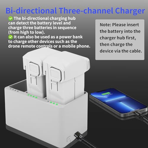 Image of Intelligent Flight Battery Plus(2 Packs) with Bi-Directional Charging Hub for DJI Mini 4 Pro /Mini3 /Mini 3 Pro,3850mAh 47 Mins Flight Time