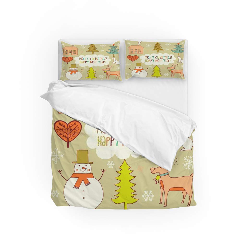 Housse de couette lit 1 personne polyester confortable avec taie d'oreiller pour maison