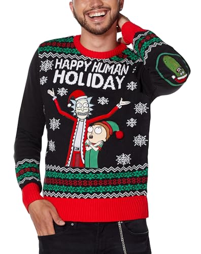 Spencer’s Rick and Morty Light-Up Happy Holiday Ugly Christmas Sweater | Light-Up Christmas Sweater