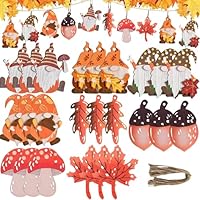 Herbstdeko zum AufhäNgen, 24 Stück Holz Herbst Dekoration (Groß), Herbstdeko Innen und Draußen, Bunte Deko Herbst, Herbstdeko Fenster Hängend, Herbst Dekoration mit Seil für Herbst und Thanksgiving
