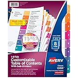 Avery Ready Index Table of Contents Dividers with Sub-Dividers, 8-Tabs per Set with A, B, and C Subsections for Each Numerical Tab (13155)