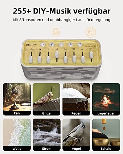 Ezvalo White Noise Sleep Sound Machine, 255+ Mixer Options With Portable Speaker, Night Light, Sleep Timer, Breath Therapy, Headphone Jack White Noise Machine For Adults Sleeping Meditation With Light #TOP1