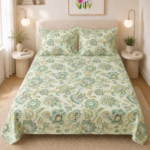 Image of LANE LINEN Symphony 100% Cotton 144TC Double Bedsheet Set, 3 Piece, Printed