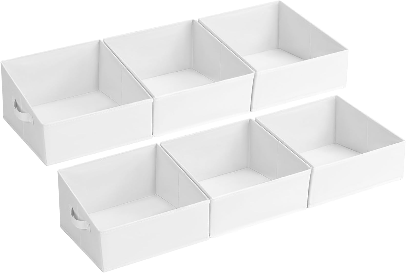 DIMJ Fabric Storage boxes for Wardrobe – 6-Pack Foldable Trapezoid Storage Organiser Boxes, Open Front Black Storage Cubes for Bedroom, Shelf, Kids Room, Easy Access, Space-Saving Solution, White