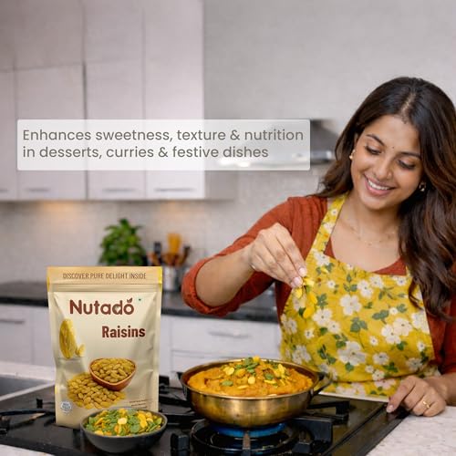 Image of Nutado Premium Indian Green Kishmish 200g |Seedless Kishmish |Long Green Raisins | Premium Dried Grapes | Dry Fruits | Healthy & Tasty Snacks | Fat Free | Source of Dietary Fiber, Potassium | Nutritious, Rich in Iron & Vitamin B | Antioxidant Rich Snack