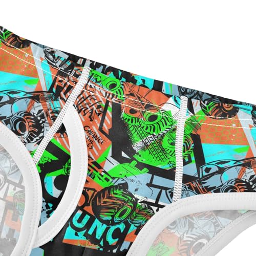 Little Boys Briefs Monster Truck Soft Cotton Toddler Underwear in Sizes 2/3t, 4t, 5t, 6 and 84