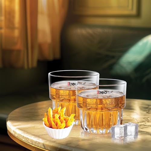 Image of Treo by Milton Empress Whiskey Glass Set of 6, 255 ml Each I Crystal Clear Glass I Classic Design I Tumbler for Whiskey, Bourbon, Scotch & Cocktails