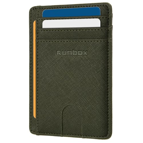Image of RUNBOX Slim Minimalist Front Pocket RFID Blocking Leather Wallets for Men and Women Card Holder Wallets Gifts for men