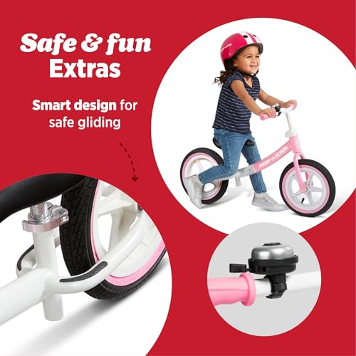 Image of Radio Flyer Air Ride Balance Bike, for Kids Ages 1.5-5, Pink, Foot Rest | Kid & Toddler Balance Bikes, Pedal-Free for Quick Learning, Rubber Air Tires, Adjustable Seat, (Amazon Exclusive)