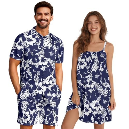 Belidome Hibiscus Floral Couple Matching Outfits Summer His and Her