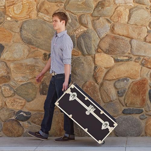 Image of Large Essential Trunk With Wheels, Tray, & Lid Organizer - 32 inchx18 inchx14 inch, 1000+ lbs Capacity. Strong, USA Made Summer Camp Footlocker, and Secure College Dorm Storage Chest