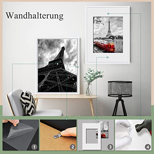 Dmyifan Picture Frame DIN A4 White Set of 5 Photo Frames with Plexiglas, Frame for Standing and Hanging for Photos Portraits - Image 3