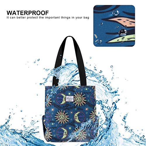Image of KAMO Floral Tote Bag - Waterproof Lightweight Handbags Travel Shoulder Bag for Hiking Yoga Gym Swimming Travel Beach