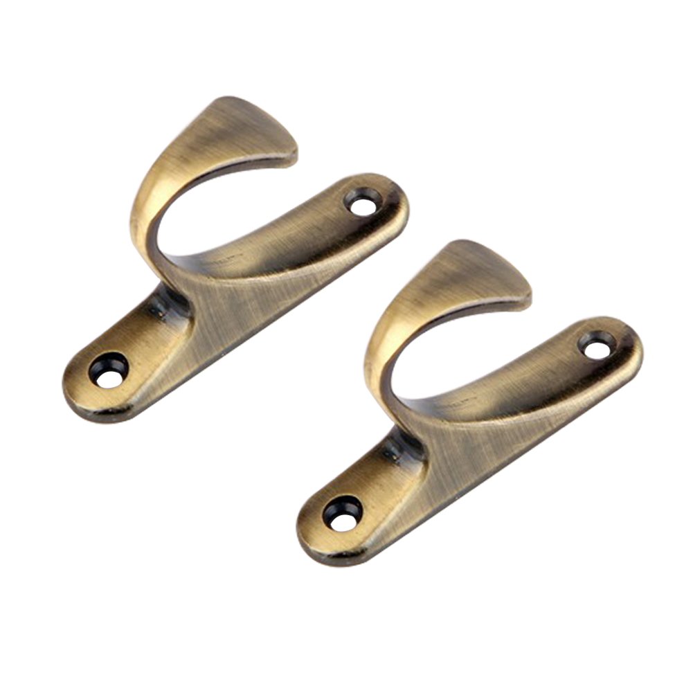 iModen 7×4cm Zinc Alloy Curtain Holdbacks,Tiebacks,Hanging Hooks with Screws Set of 2 (Antique Brass)