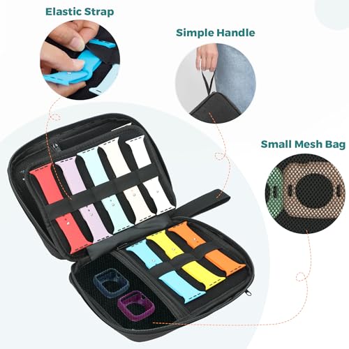 Image of PACMAXI 16 Watch Bands Storage Carrying Case Compatible with Watches,Expandable Watch Band Holder Stores 16 Watch Bands Fit for Most Sizes of Watch Straps,Organizer for Watch Bands, Bag Only