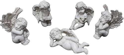 Miniatura 9 de 5 piezas de estatuas de ángel en miniatura, estacas de jardín de resina, maceteros de jardín en miniatura, figuritas de ángel, decoración