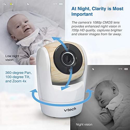 [Upgraded] Vtech Vm919Hd Video Monitor With Battery Support 15-Hr Video Streaming, 7" 720P Hd Display,360 Panoramic Viewing, 110 Wide-Angle View,Hd Night Vision,Up To 1000Ft Range,Secured Transmission #TOP5