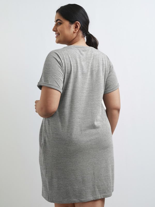 Image of Fflirtygo Women's Cotton Nighty | Printed Knee Length Nighty | Short Sleeve Nighty | Short Nightdress | Long T-Shirt | Regular Fit Night Gown | Nightwear | Sleepwear & Casual Wear Nighty