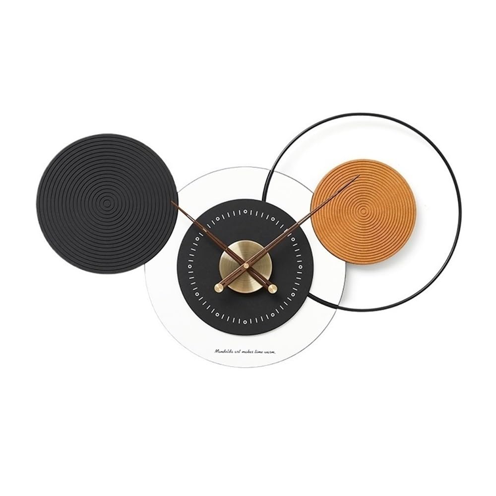 Horloge murale moderne orange 80 cm pour habiller un grand mur de salon vide
