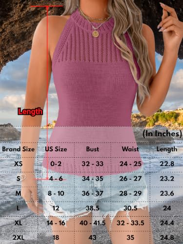 Image of ChiaoLezhee Women's Summer Knit Tank Tops, Racerback High Neck Lightweight Sweater Vest, Dressy Casual Outfits