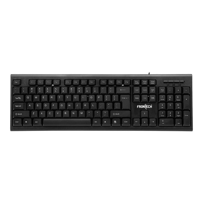 FRONTECH Wired Keyboard | Membrane Keys with Super Slim Design| USB Plug & Play | Comfortable Design (KB-0007, Black) FRONTECH Wired Keyboard | Membrane Keys with Super Slim Design| USB Plug & Play | Comfortable Design (KB-0007, Black)