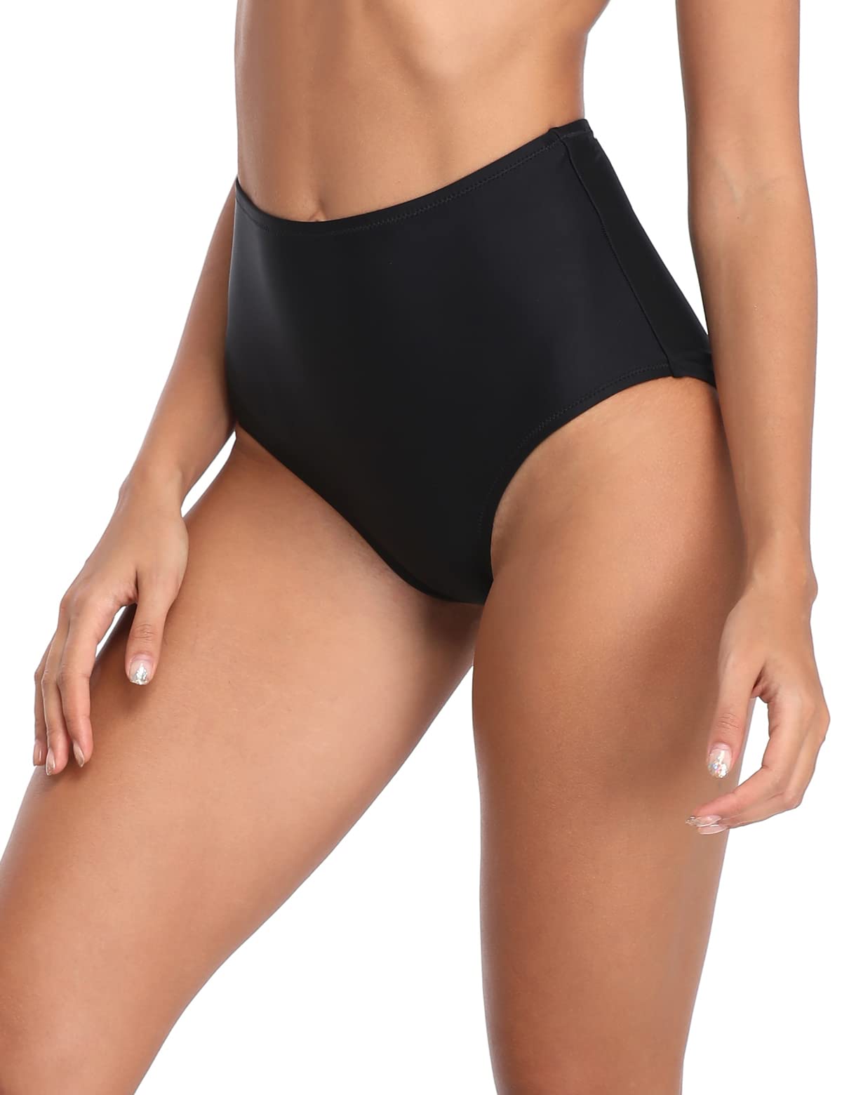 RELLECIGA Women's Black High Waisted Bikini Bottom Size Large