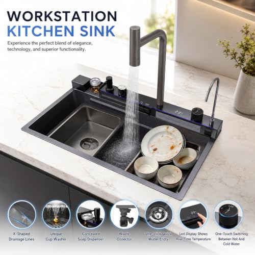 Évier multifonction de cuisine pour optimiser l'espace de travail avec sa cuve de 68cm - 4
