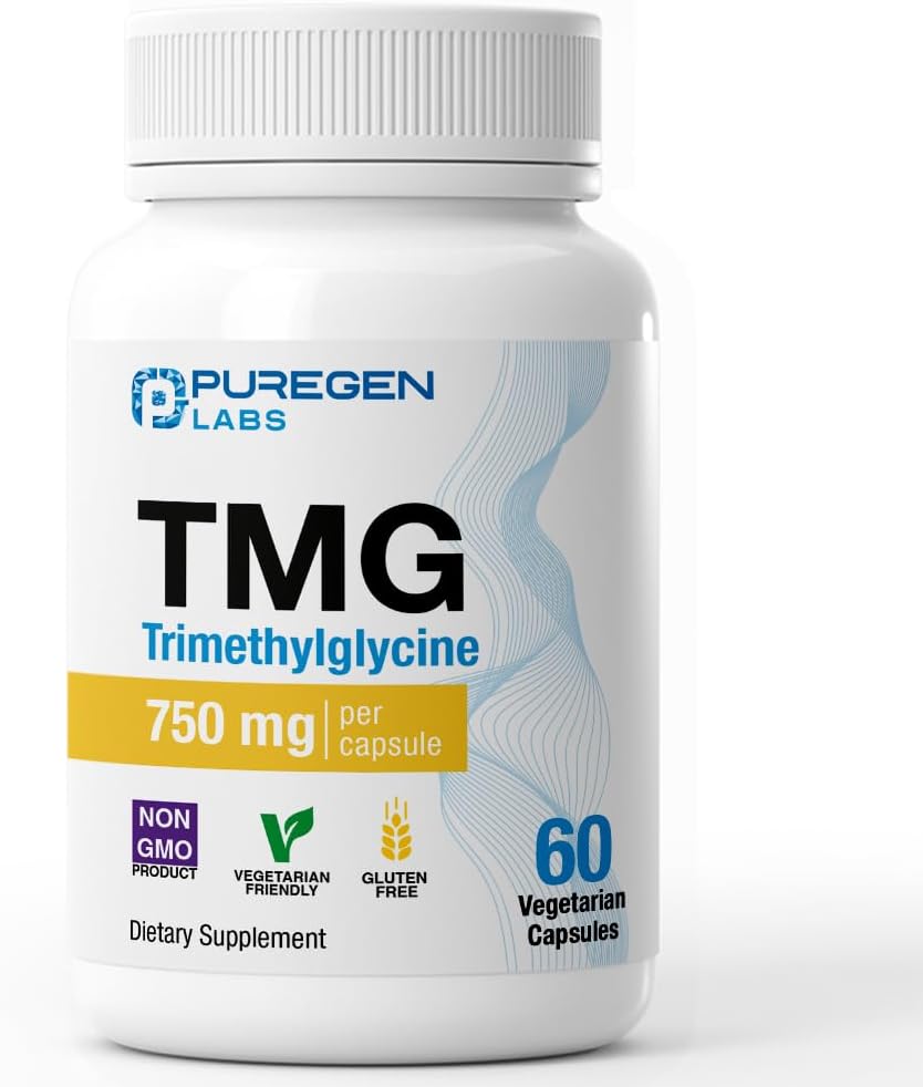 Puregen Labs TMG 750 mg – Trimethylglycine Supplement – Non-GMO, NO Gluten and Dairy - 3 Pack | Total 180 Vegetarian Capsules