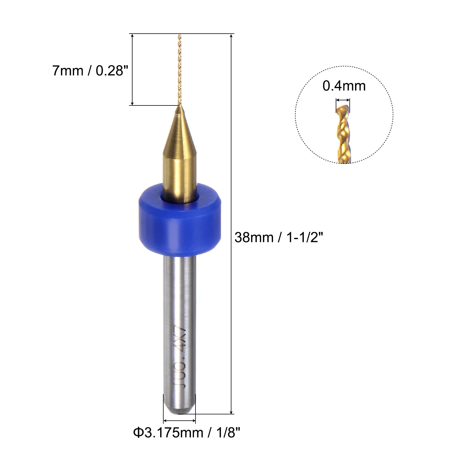 sourcing map 10 Stück PCB-Bohrer-Bits, 0,3 cm Schaft, 0,4 mm, Titanbeschichtetes Hartmetall, Mikro-Twist-Mini-Bohrer-Set, Drehbohrwerkzeug für Druckleiterplatten, Schmuck, CNC-Gravur