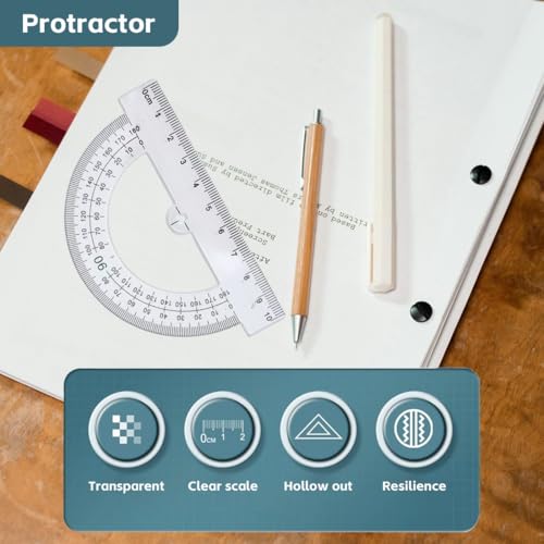 ZUWIJEQ 3 Stück Winkelmesser 180 Grad mit Lineal 180 Winkelmesser, Kunststoff, Mathematik-Messwerkzeuge, Lineal, aus Kunststoff, Goniometer 180 Grad,transparent