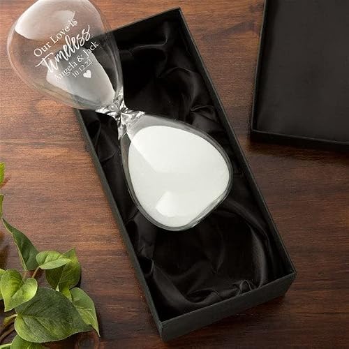 Personalization Universe Personalized Timeless Love Sand-Filled Hourglass - Custom Engraved with Names & Date, Ideal for Wedding Unity Ceremony, Home Décor, Anniversary, Valentine’s Day